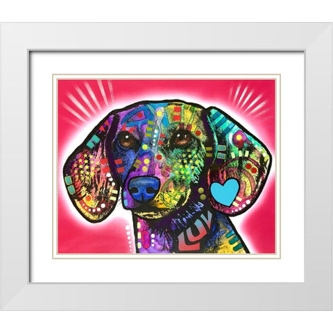 Luv Doxie White Modern Wood Framed Art Print with Double Matting by Dean Russo Collection