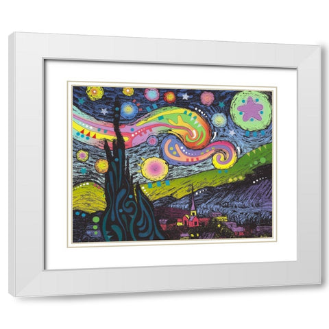 Starry Night 2 White Modern Wood Framed Art Print with Double Matting by Dean Russo Collection