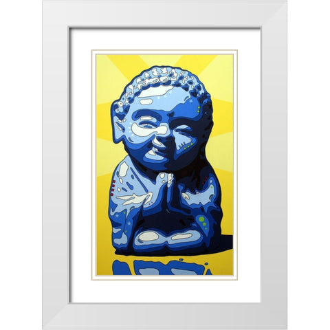 Wisdom Buddha White Modern Wood Framed Art Print with Double Matting by Dean Russo Collection