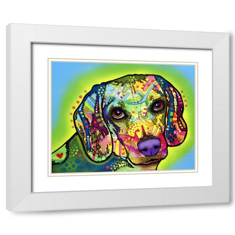 Beagle White Modern Wood Framed Art Print with Double Matting by Dean Russo Collection