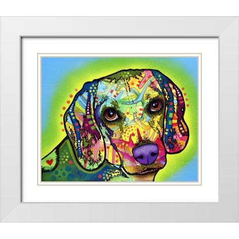 Beagle White Modern Wood Framed Art Print with Double Matting by Dean Russo Collection