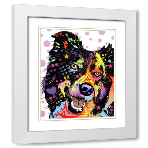 Border Collie White Modern Wood Framed Art Print with Double Matting by Dean Russo Collection