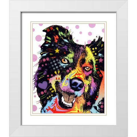 Border Collie White Modern Wood Framed Art Print with Double Matting by Dean Russo Collection