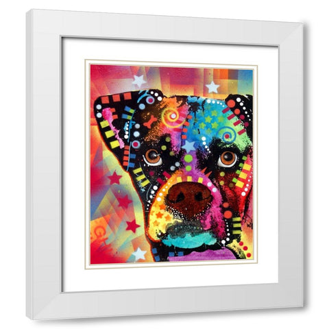 Boxer Cubism White Modern Wood Framed Art Print with Double Matting by Dean Russo Collection