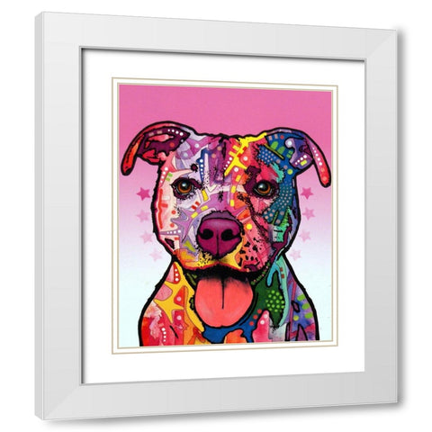 Cherish The Pitbull White Modern Wood Framed Art Print with Double Matting by Dean Russo Collection