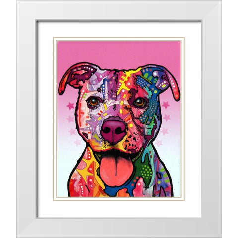 Cherish The Pitbull White Modern Wood Framed Art Print with Double Matting by Dean Russo Collection