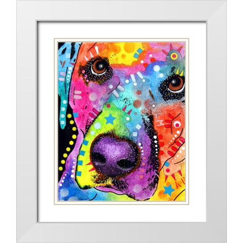 Closeup Labrador White Modern Wood Framed Art Print with Double Matting by Dean Russo Collection