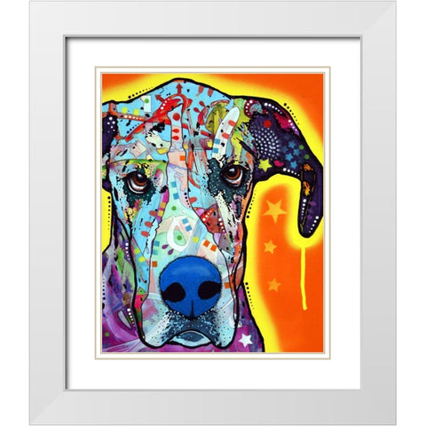 Great Dane White Modern Wood Framed Art Print with Double Matting by Dean Russo Collection