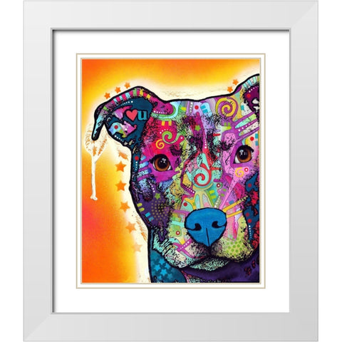 Heart U Pit Bull White Modern Wood Framed Art Print with Double Matting by Dean Russo Collection