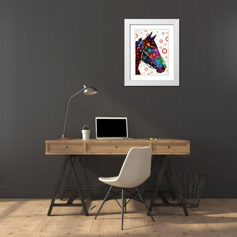 Horse White Modern Wood Framed Art Print with Double Matting by Dean Russo Collection