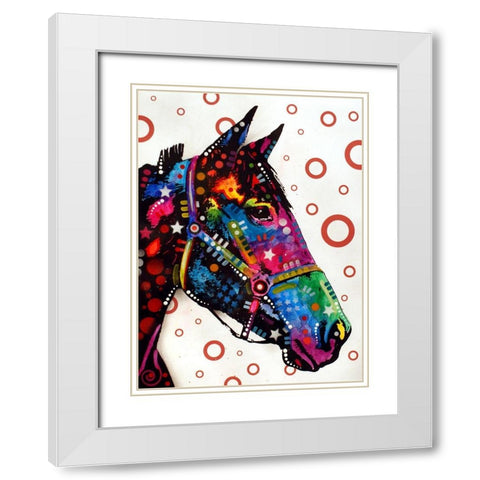 Horse White Modern Wood Framed Art Print with Double Matting by Dean Russo Collection