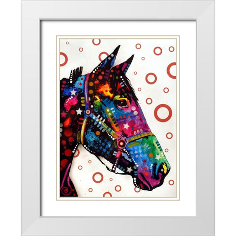 Horse White Modern Wood Framed Art Print with Double Matting by Dean Russo Collection
