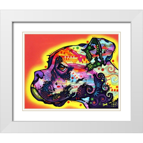 Profile Boxer White Modern Wood Framed Art Print with Double Matting by Dean Russo Collection