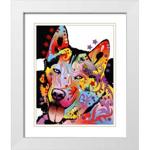 Siberian Husky White Modern Wood Framed Art Print with Double Matting by Dean Russo Collection