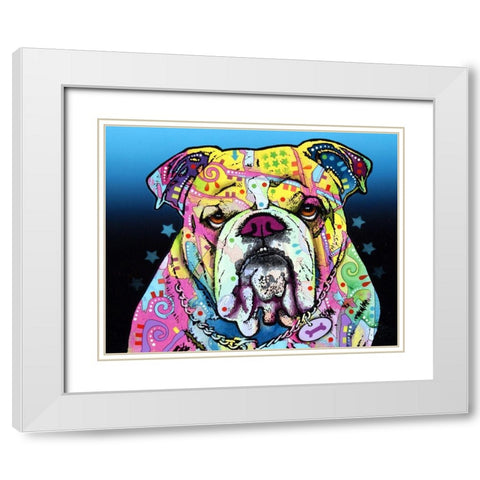 The Bulldog White Modern Wood Framed Art Print with Double Matting by Dean Russo Collection