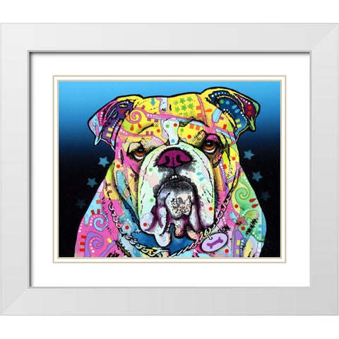 The Bulldog White Modern Wood Framed Art Print with Double Matting by Dean Russo Collection