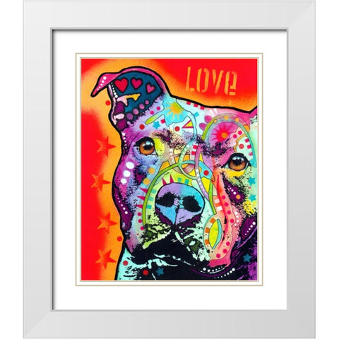 Thoughtful Pitbull White Modern Wood Framed Art Print with Double Matting by Dean Russo Collection