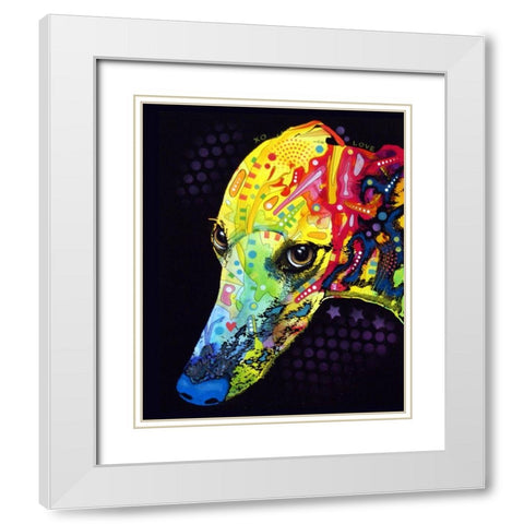 Greyhound White Modern Wood Framed Art Print with Double Matting by Dean Russo Collection