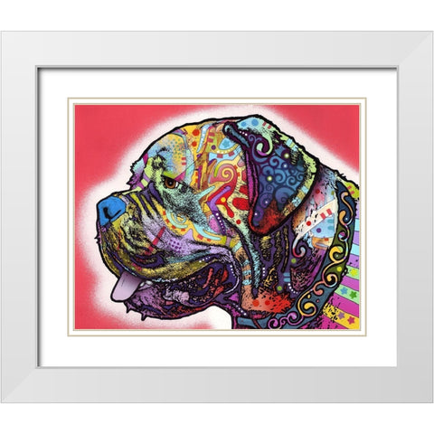 Profile Mastiff White Modern Wood Framed Art Print with Double Matting by Dean Russo Collection
