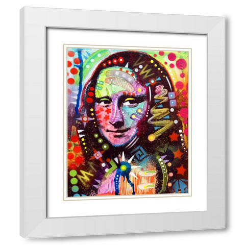 Mona Lisa White Modern Wood Framed Art Print with Double Matting by Dean Russo Collection