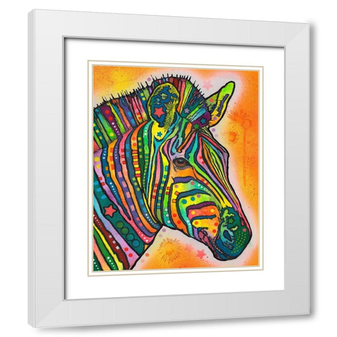 Zebra White Modern Wood Framed Art Print with Double Matting by Dean Russo Collection