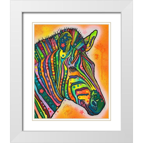 Zebra White Modern Wood Framed Art Print with Double Matting by Dean Russo Collection
