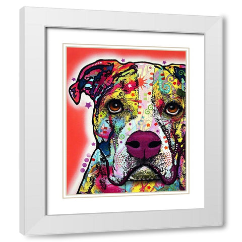 American Bulldog White Modern Wood Framed Art Print with Double Matting by Dean Russo Collection
