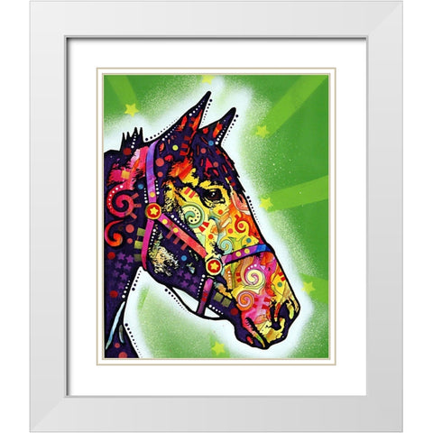 Horse White Modern Wood Framed Art Print with Double Matting by Dean Russo Collection