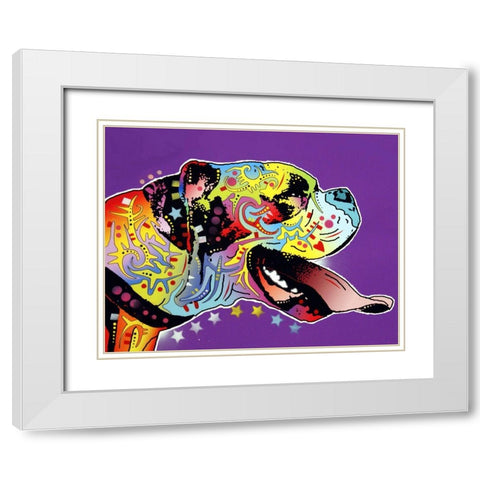 Happy Boxer White Modern Wood Framed Art Print with Double Matting by Dean Russo Collection