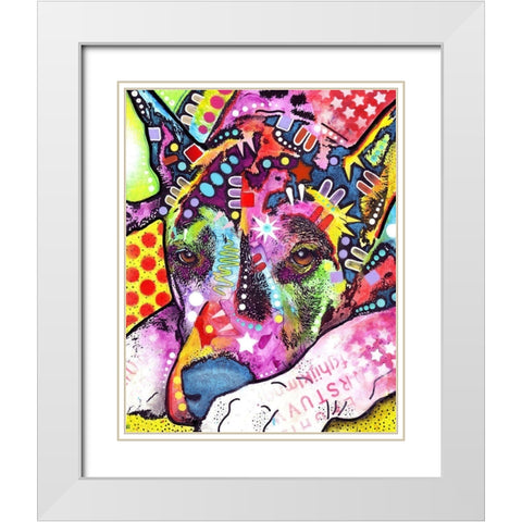 Lying Dane White Modern Wood Framed Art Print with Double Matting by Dean Russo Collection