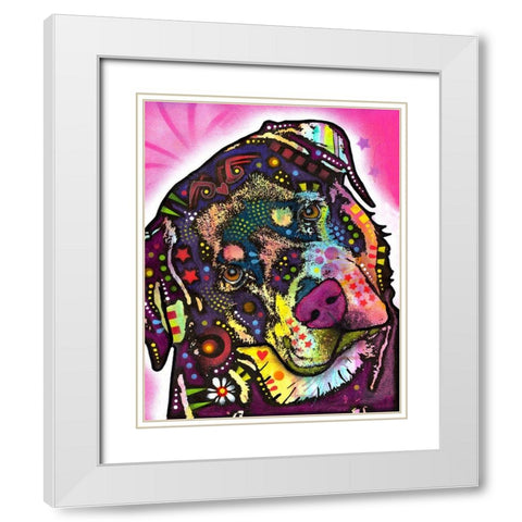 Rottie White Modern Wood Framed Art Print with Double Matting by Dean Russo Collection