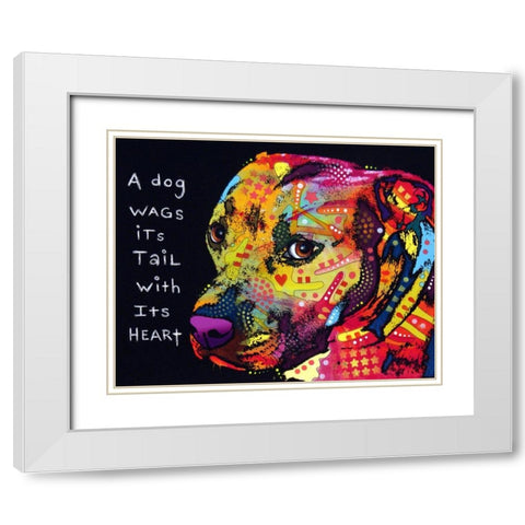 Gratitude Pitbull White Modern Wood Framed Art Print with Double Matting by Dean Russo Collection