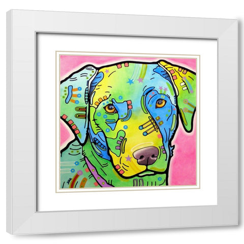 Labrador White Modern Wood Framed Art Print with Double Matting by Dean Russo Collection