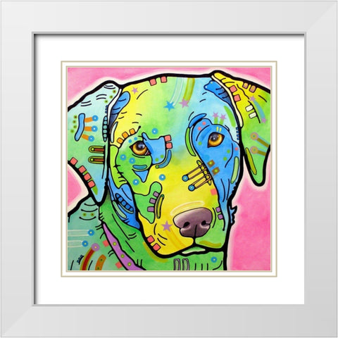 Labrador White Modern Wood Framed Art Print with Double Matting by Dean Russo Collection