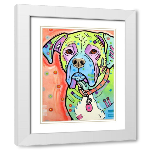 The Boxer White Modern Wood Framed Art Print with Double Matting by Dean Russo Collection