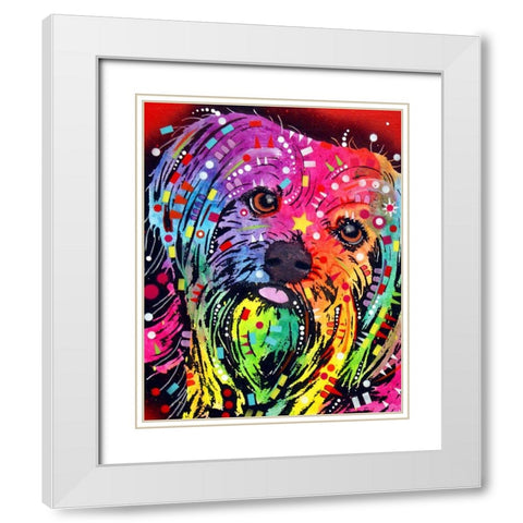 Yorkie White Modern Wood Framed Art Print with Double Matting by Dean Russo Collection