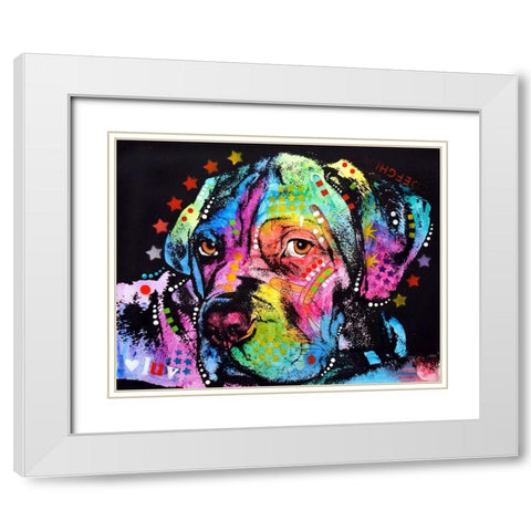 Young Mastiff White Modern Wood Framed Art Print with Double Matting by Dean Russo Collection