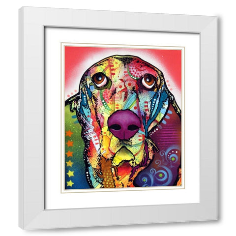 Basset White Modern Wood Framed Art Print with Double Matting by Dean Russo Collection