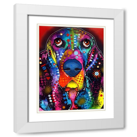 Basset White Modern Wood Framed Art Print with Double Matting by Dean Russo Collection