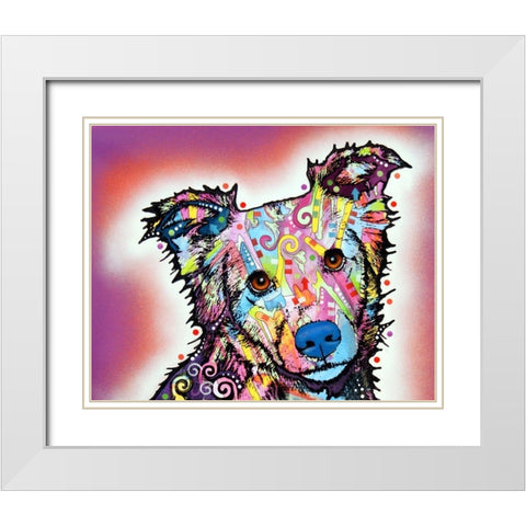 Collied White Modern Wood Framed Art Print with Double Matting by Dean Russo Collection