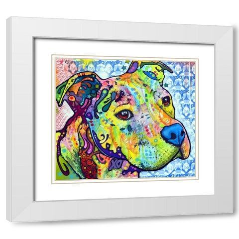 Thoughtful Pit Bull This Years Love 2013 Part 2 White Modern Wood Framed Art Print with Double Matting by Dean Russo Collection