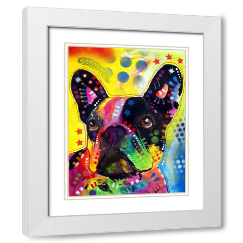 French Bulldog 2 White Modern Wood Framed Art Print with Double Matting by Dean Russo Collection