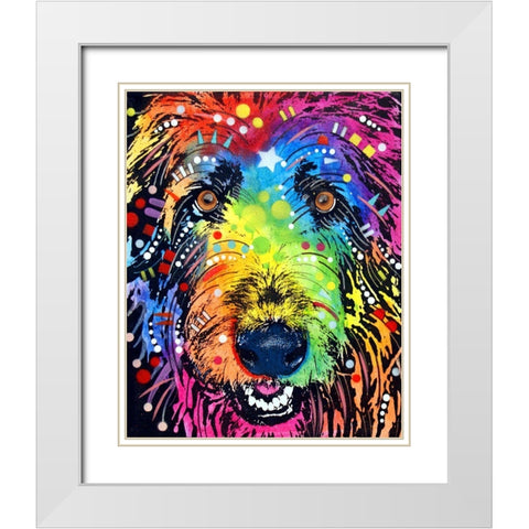 Irish Wolfhound White Modern Wood Framed Art Print with Double Matting by Dean Russo Collection