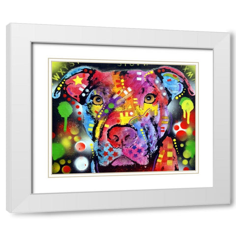 The Brooklyn Pit Bull White Modern Wood Framed Art Print with Double Matting by Dean Russo Collection