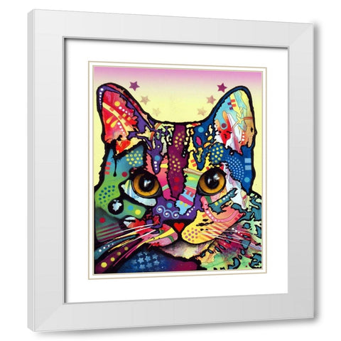 Maya Cat White Modern Wood Framed Art Print with Double Matting by Dean Russo Collection