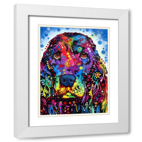 Cocker Spaniel White Modern Wood Framed Art Print with Double Matting by Dean Russo Collection