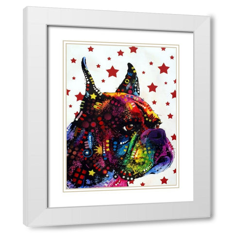 Profile Boxer 2 White Modern Wood Framed Art Print with Double Matting by Dean Russo Collection