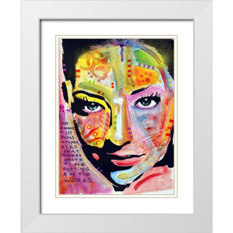She Learned To Say White Modern Wood Framed Art Print with Double Matting by Dean Russo Collection