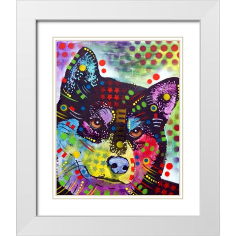Shiba Inu White Modern Wood Framed Art Print with Double Matting by Dean Russo Collection