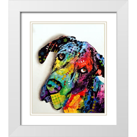 Tilted Dane White Modern Wood Framed Art Print with Double Matting by Dean Russo Collection